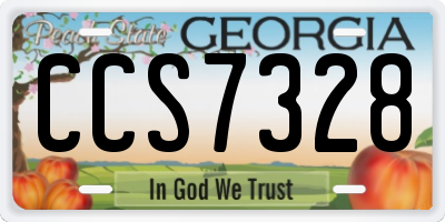 GA license plate CCS7328