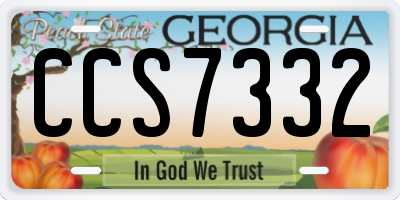 GA license plate CCS7332