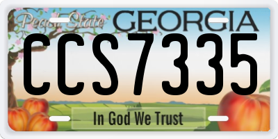 GA license plate CCS7335
