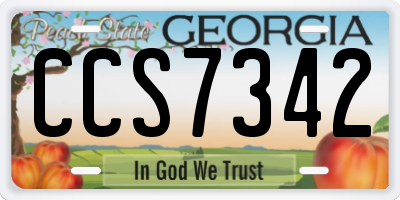 GA license plate CCS7342