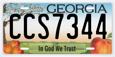GA license plate CCS7344