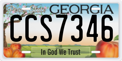 GA license plate CCS7346
