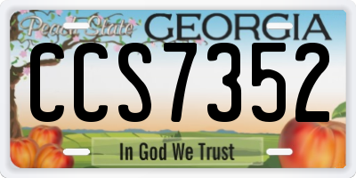GA license plate CCS7352