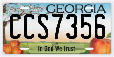 GA license plate CCS7356