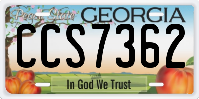 GA license plate CCS7362