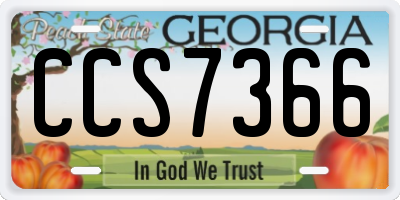 GA license plate CCS7366