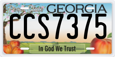GA license plate CCS7375