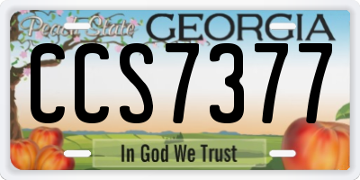 GA license plate CCS7377