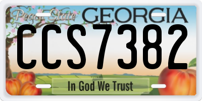 GA license plate CCS7382