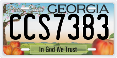 GA license plate CCS7383