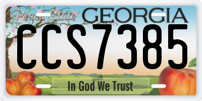 GA license plate CCS7385