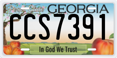 GA license plate CCS7391