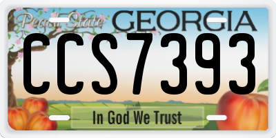 GA license plate CCS7393