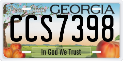 GA license plate CCS7398