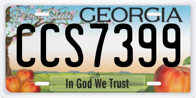 GA license plate CCS7399