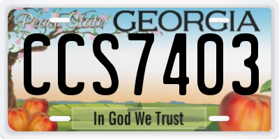 GA license plate CCS7403