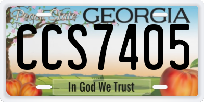 GA license plate CCS7405