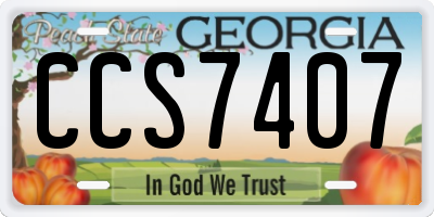 GA license plate CCS7407