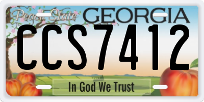 GA license plate CCS7412