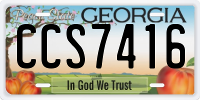 GA license plate CCS7416