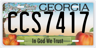 GA license plate CCS7417