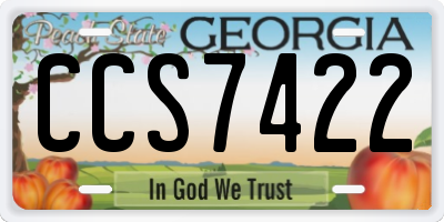 GA license plate CCS7422