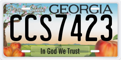 GA license plate CCS7423