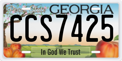 GA license plate CCS7425