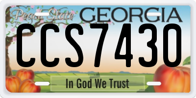 GA license plate CCS7430