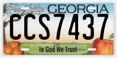 GA license plate CCS7437
