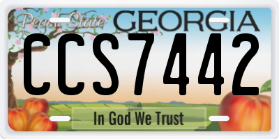 GA license plate CCS7442