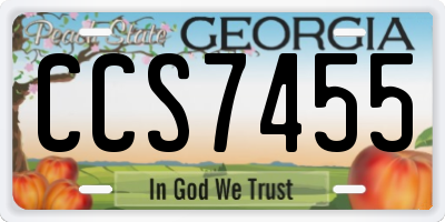 GA license plate CCS7455