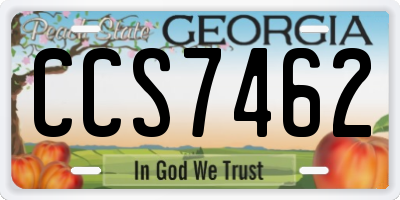 GA license plate CCS7462
