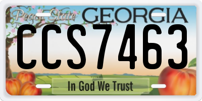 GA license plate CCS7463