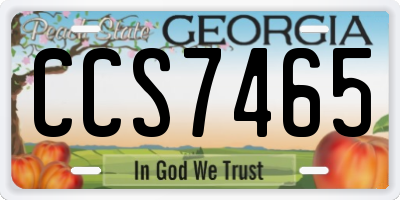 GA license plate CCS7465