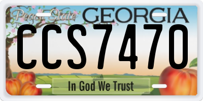 GA license plate CCS7470
