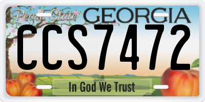GA license plate CCS7472