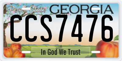 GA license plate CCS7476