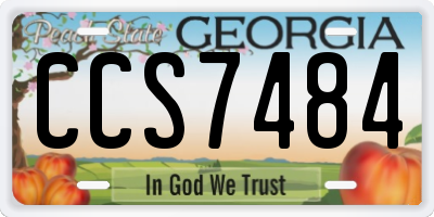 GA license plate CCS7484