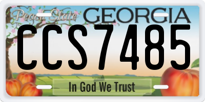 GA license plate CCS7485
