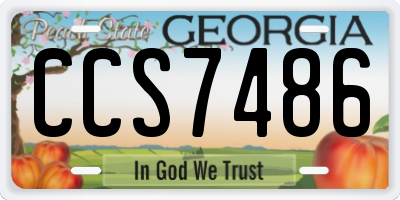 GA license plate CCS7486