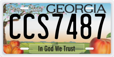 GA license plate CCS7487