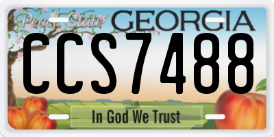 GA license plate CCS7488