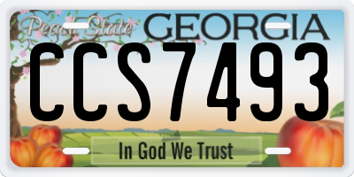 GA license plate CCS7493