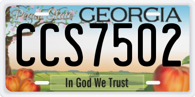 GA license plate CCS7502