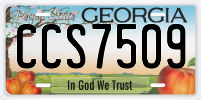 GA license plate CCS7509