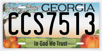 GA license plate CCS7513