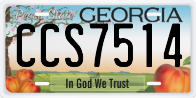 GA license plate CCS7514