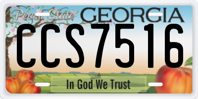GA license plate CCS7516