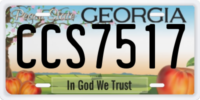GA license plate CCS7517